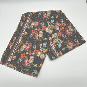 Collection Nineteen Floral Scarf Charcoal Gray Soft Wrap Shawl 22x70 Fringe